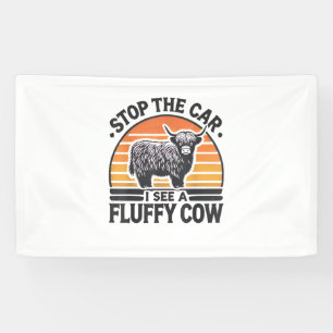 Lona Detén El Auto Que Veo Fluffy Cow Retro Highland Co