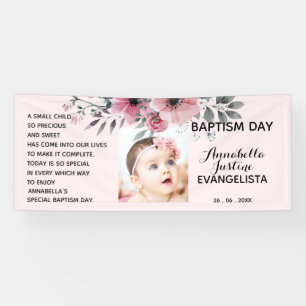 Lona DÍA DE BAPTISMO Floral Fiesta de eventos suave ros