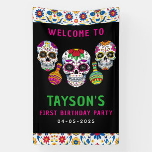 Lona Día de Calaveras de Azúcar Cumpleaños 1er Fiesta C