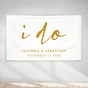 Lona Día de la Boda Elegante Mínimo Simple Oro y Blanco