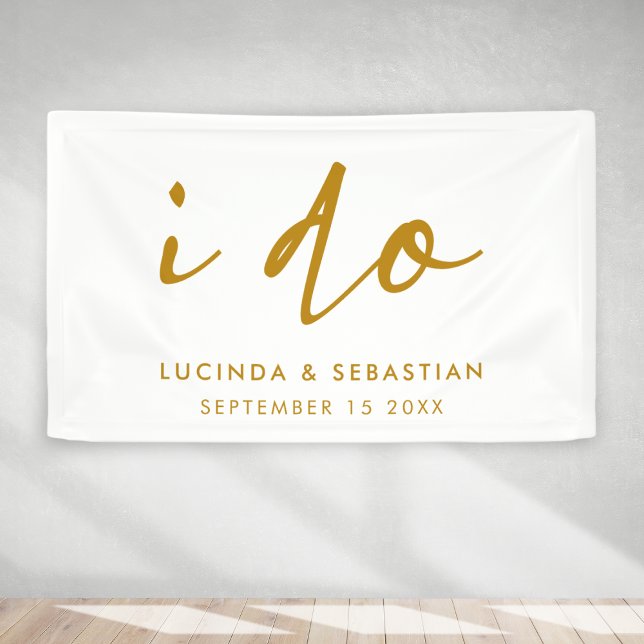 Lona Día de la Boda Elegante Mínimo Simple Oro y Blanco (Subido por el creador)