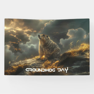LONA DÍA DE LA MARMOTA - FELIZ DÍA DE LA MARMOTA