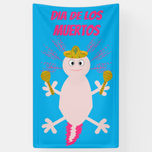 Lona Día de la Muerte Personalizado Axolotl Mexicano