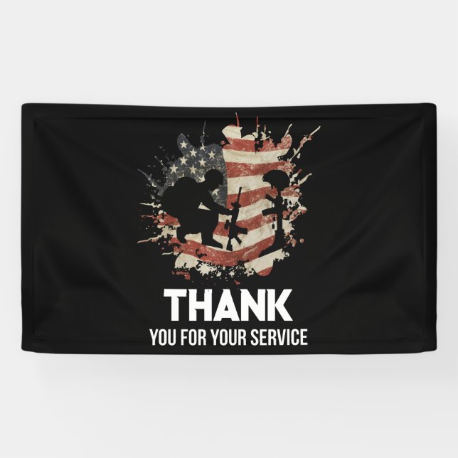 Lona Día de los Veteranos - Gracias por su servicio (Horizontal)