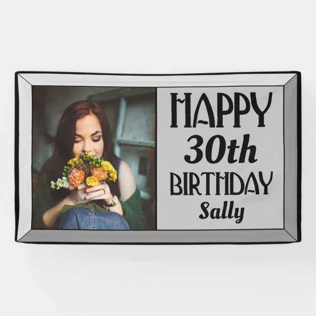 Lona Día de nacimiento de la foto biselada en el arte p (Horizontal)