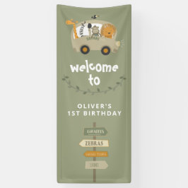 Lona Día de Nacimiento de los Animales Salvajes Verdes 