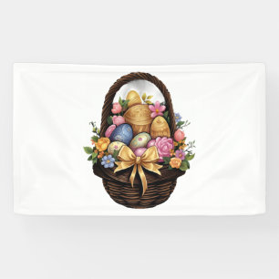 Lona Día de Pascua Cesta de Pascua Flores de Huevos Col