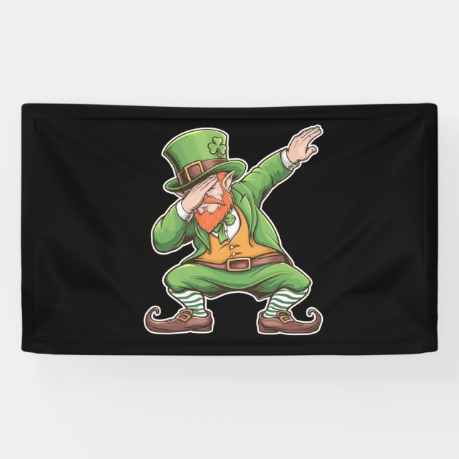 Lona Día de San Patricio Leprechaun Verde Dab Dabbing  (Horizontal)