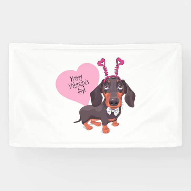 Lona Día de San Valentín del perro (Horizontal)