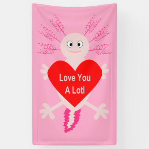 Lona Día de San Valentín Love Heart Axolotl