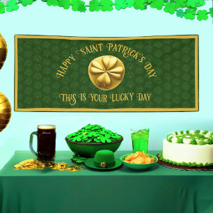 Lona Día del Shamrock de oro personalizado en San Patri