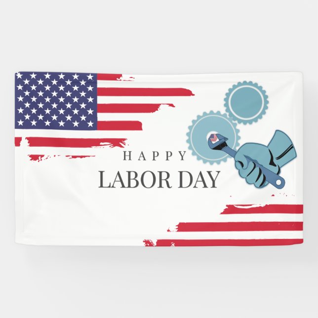 Lona Día del Trabajo de la Bandera de Estados Unidos (Horizontal)