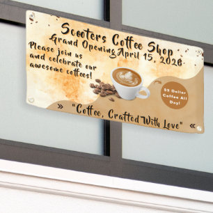 Lona Día especial de inauguración personalizado de cafe