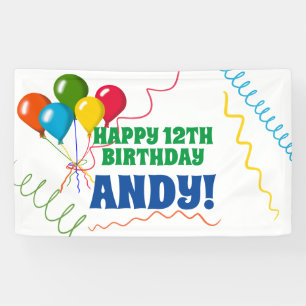 Lona Día feliz del jardín delantero con globos