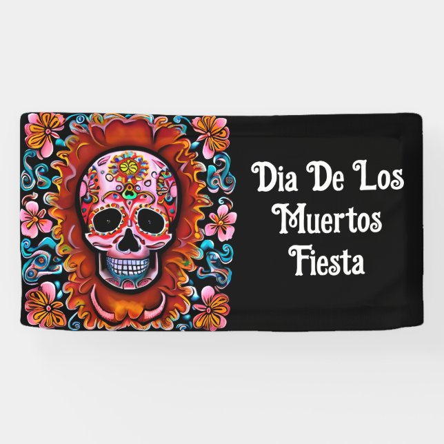 Lona Día retro de los muertos por el derrumbe de azúcar (Horizontal)