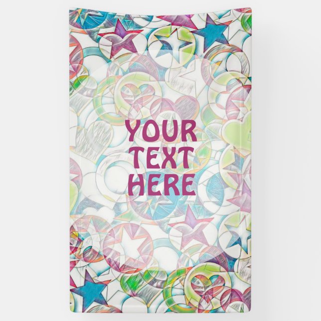 Lona Dibujado a mano por EDDArt - Estrellas y corazones (Vertical)