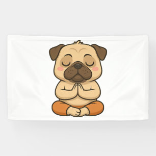 Lona Dibujo animado de relajación meditación yoga pug a