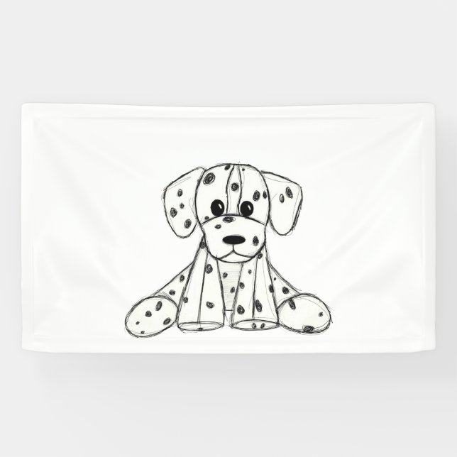 Lona Dibujo de perro de peluche dálmata contorno simple (Horizontal)