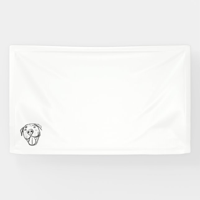 Lona dibujo de pitbull simple amantes de perros blanco  (Horizontal)