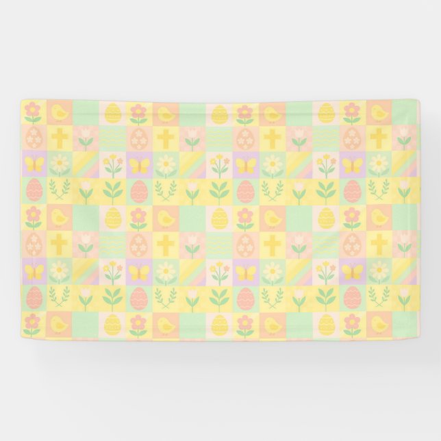 Lona Dibujos lindos de Pascua/primavera (Horizontal)