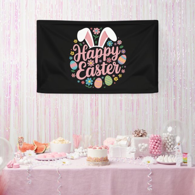 Lona Dichos Felices de Pascua Huevo Conejo (Fiesta)