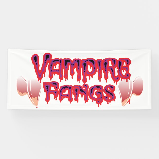 Lona Dientes de vampiro sangrientos divertidos de Hallo (Horizontal)