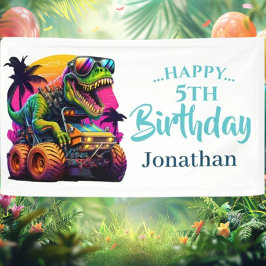 Lona Dino Jurassic Jungle kids Cumpleaños Blue