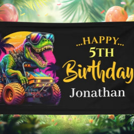 Lona Dino Jurassic Jungle kids Cumpleaños Blue