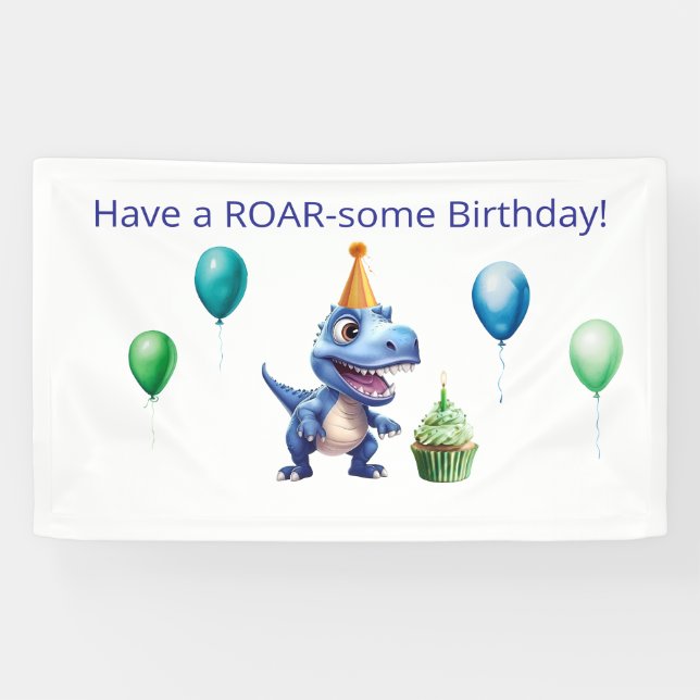 Lona Dinosaur 1st Birthday Banner Boy | Personalized  (Horizontal)