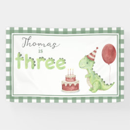 Lona Dinosaur a la acuarela Cumpleaños 3 Bienvenida