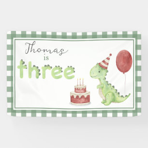 Lona Dinosaur a la acuarela Cumpleaños 3 Bienvenida
