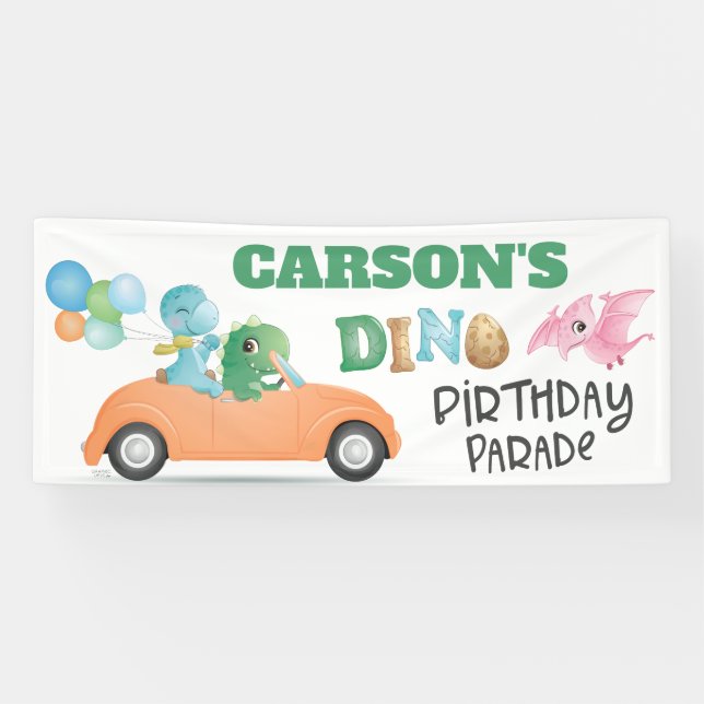 Lona Dinosaur Drive Por Birday Parade Fiesta (Horizontal)