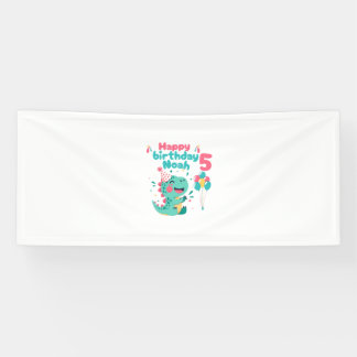 Lona Dinosaur Happy Birthday Boy Banner Editable