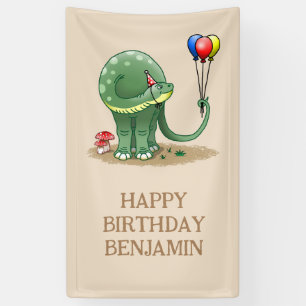 Lona Dinosaurio con globos Cumpleaños