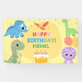 Lona Dinosaurio Feliz cumpleaños personalizado