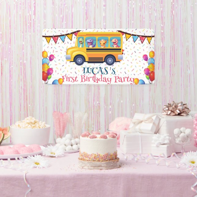 Lona Dinosaurio gracioso de vuelta a la escuela niño de (Fiesta)