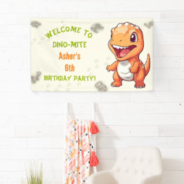 Lona Dinosaurio T-Rex Naranja Bonito Personalizado