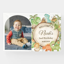 Lona Dinosaurios Cute Cumpleaños Bienvenida Foto Fondo