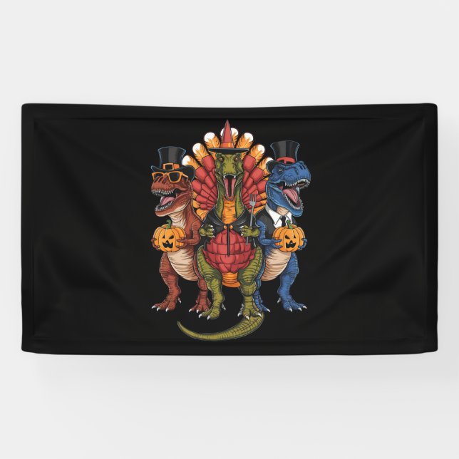 Lona Dinosaurios del Día de Acción de Gracias de Trinid (Horizontal)