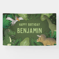 Dinosaurios en verde Cumpleaños feliz de niños lin