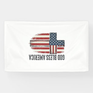 Lona Dios bendiga a América Diseño de cruz patriótica v