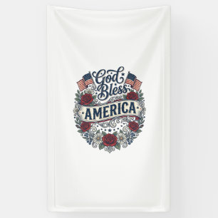 Lona Dios bendiga a América Floral patriótico vintage