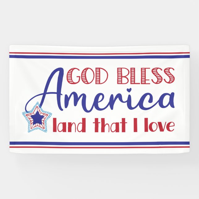 Lona Dios bendiga a Estados Unidos Patriótico el 4 de j (Horizontal)