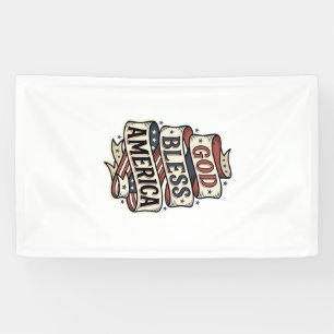 Lona Dios Bendiga América Diseño Vectorial Patriótico V