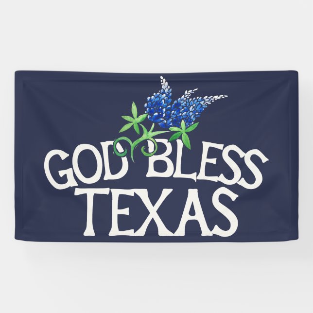 Lona Dios bendiga el arte de Texas Bluebonnet "Texas Bl (Horizontal)