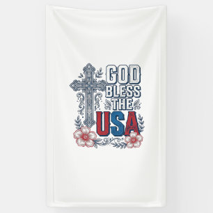 Lona Dios bendiga la camisa patriótica de cruz vintage