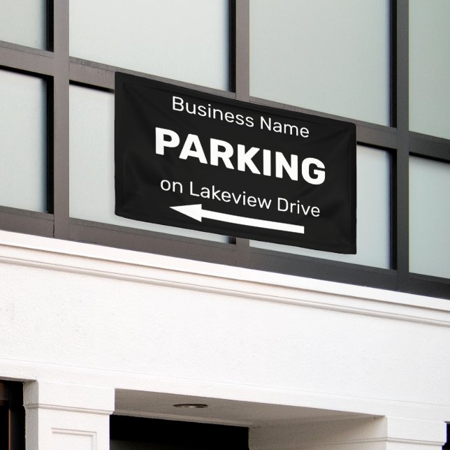 Lona Dirección de estacionamiento comercial con flecha  (Edificio exterior)