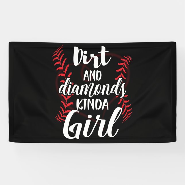 Lona Dirt and Diamonds Kinda Chica Softball Béisbol (Horizontal)