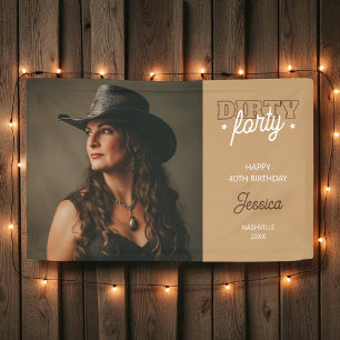 Lona Dirty Forty Western Rodeo Foto 40 cumpleaños