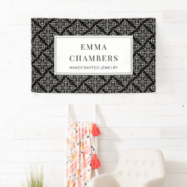 Lona Diseñador de joyas Patrón de motivos blanco negro